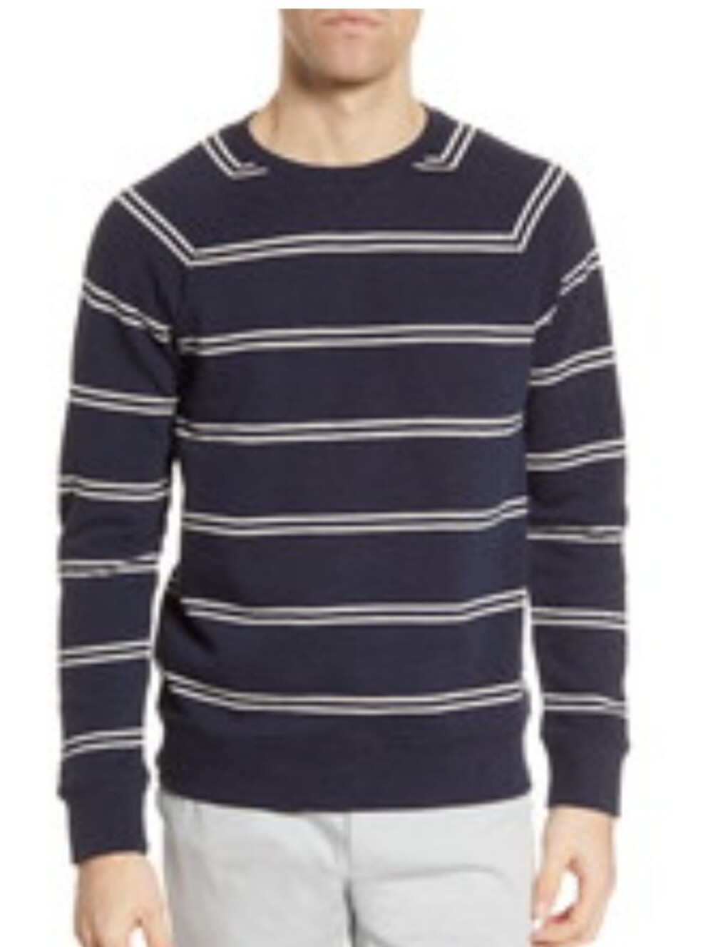 Club Monaco Double Stripe Sweatshirt In Navy